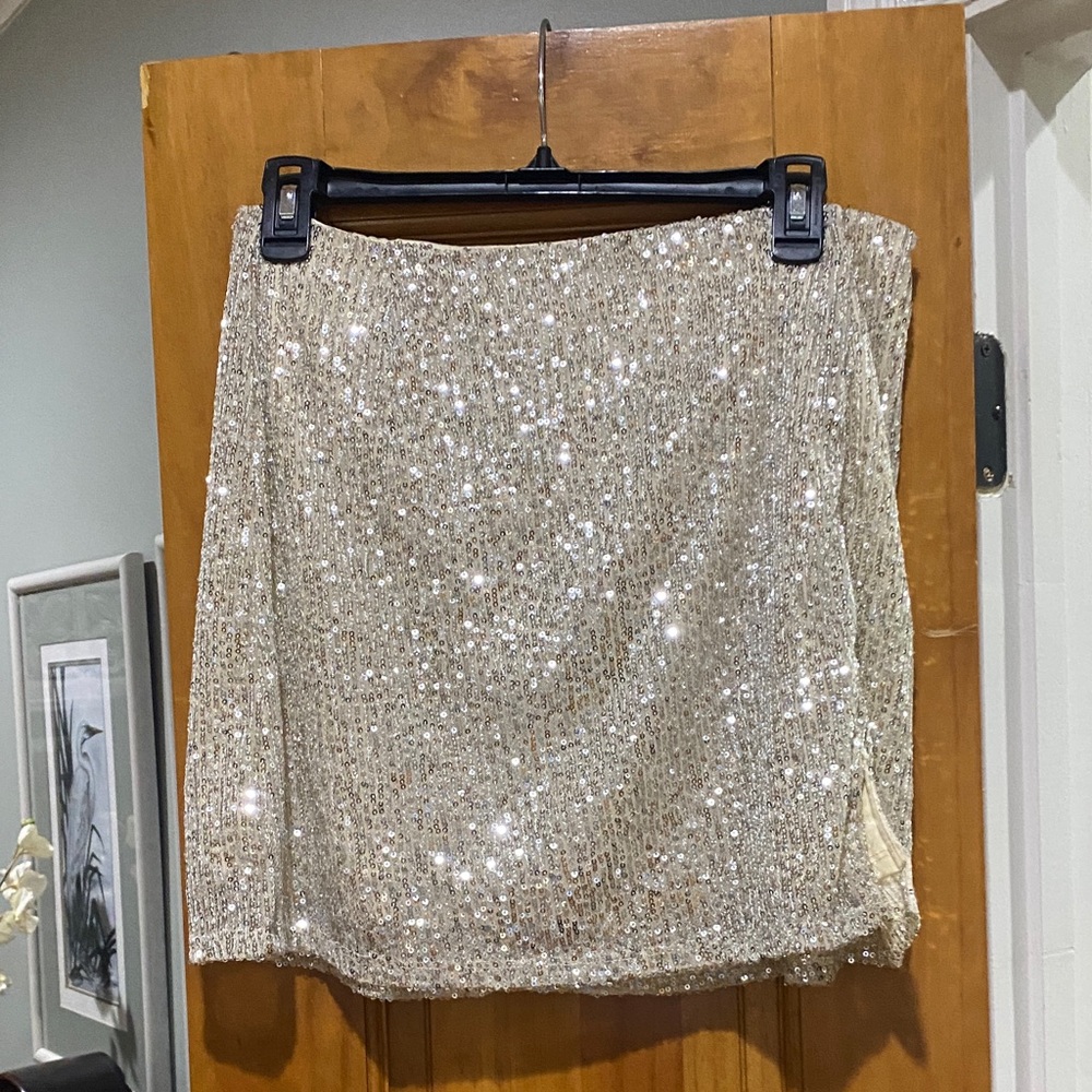 Miami Glittering cream Mini Skirt